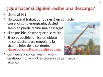 Slide 56: ¿Qué hacer si alguien recibe una descarga?
