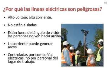 Slide 63: ¿Por qué las líneas eléctricas son peligrosas?