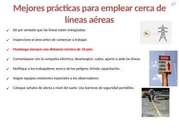 Slide 67: Mejores prácticas para emplear cerca de líneas aéreas