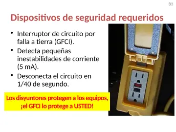 Slide 83: Dispositivos de seguridad requeridos