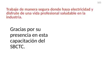 Slide 105: Trabaje de manera segura donde haya electricidad y disfrute de una vida profesional…