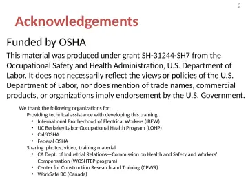 Slide 2: Acknowledgements