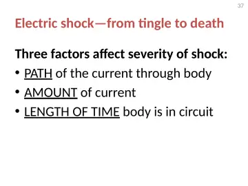 Slide 37: Electric shock—from tingle to death