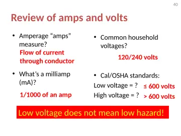 Slide 40: Review of amps and volts