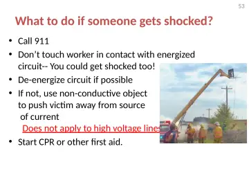 Slide 53: What to do if someone gets shocked?