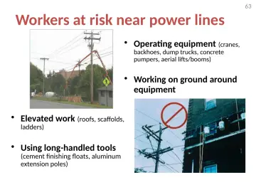 Slide 63: Workers at risk near power lines