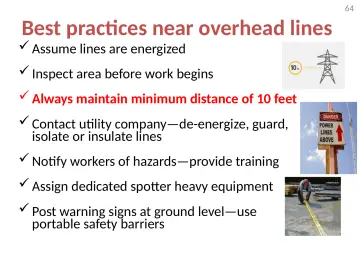 Slide 64: Best practices near overhead lines