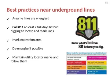 Slide 69: Best practices near underground lines