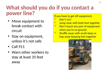 Slide 71: What should you do if you contact a power line?