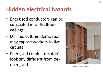 Slide 73: Hidden electrical hazards