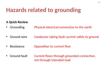 Slide 77: Hazards related to grounding