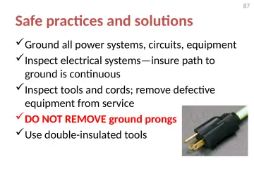 Slide 87: Safe practices and solutions