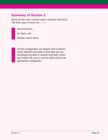 Page 23: The three types of burns are • • •