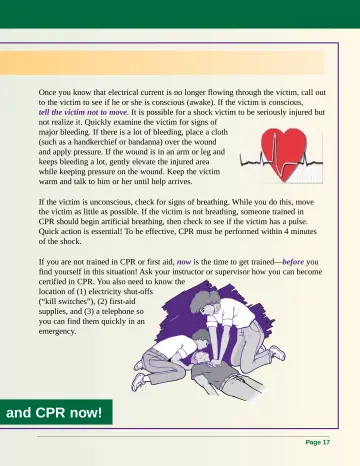 Page 25: Once you know that electrical current is no longer flowing through the victim, call out to…