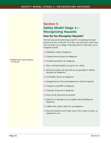 Page 30: Section 5 Safety Model Stage 1— Recognizing Hazards