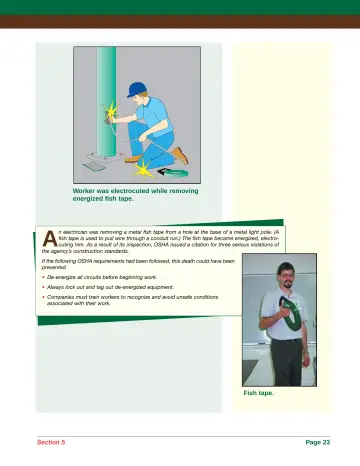 Page 31: Worker was electrocuted while removing energized fish tape.