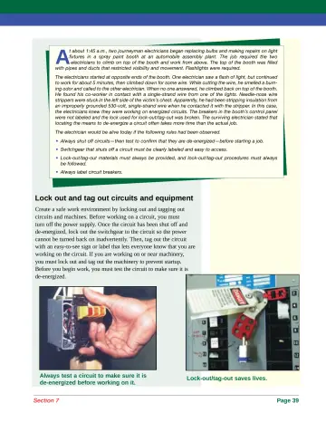 Page 47: Lock out and tag out circuits and equipment