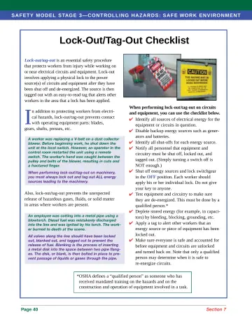 Page 48: Lock-Out/Tag-Out Checklist