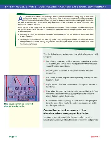 Page 54: SAF ET Y M O DEL STAG E 3—C O N TROLLING HAZARDS: SAFE WORK ENVIRON MEN T