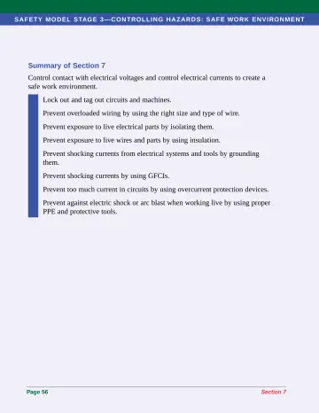 Page 64: SAF ET Y M O DEL STAG E 3—C O N TROLLING HAZARDS: SAFE WORK ENVIRON MEN T