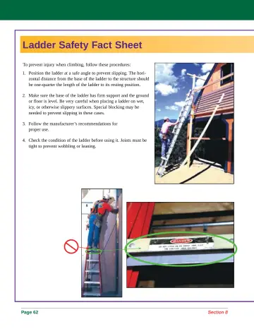 Page 70: Ladder Safety Fact Sheet