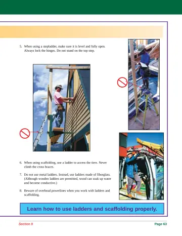 Page 71: 5. When using a stepladder, make sure it is level and fully open. Always lock the hinges. …
