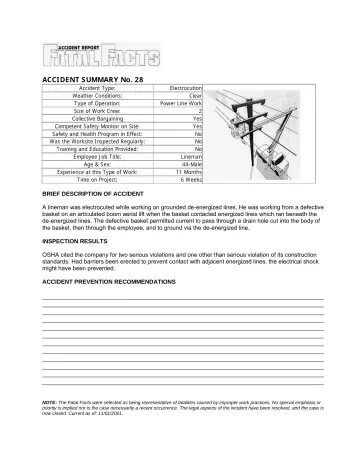 Page 3: ACCIDENT SUMMARY No. 28