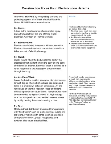 Page 9: Therefore, BE SAFE by recognizing, avoiding and protecting against all of these electrical…