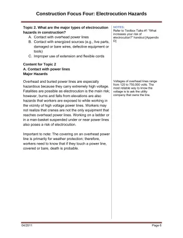 Page 12: A. Contact with overhead power lines