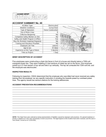 Page 71: ACCIDENT SUMMARY No. 40