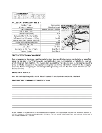 Page 73: ACCIDENT SUMMARY No. 57