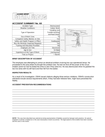 Page 74: ACCIDENT SUMMARY No. 60
