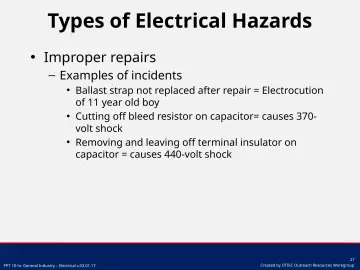 Slide 27: Types of Electrical Hazards