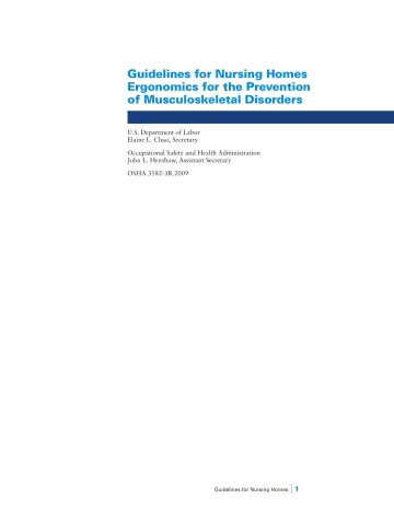 Page 3: Guidelines for Nursing Homes Ergonomics for the Prevention of Musculoskeletal Disorders