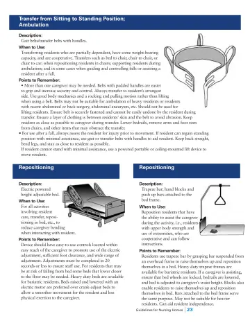 Page 25: Transfer from Sitting to Standing Position;