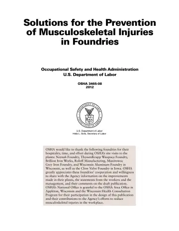 Page 3: Solutions for the Prevention of Musculoskeletal Injuries in Foundries