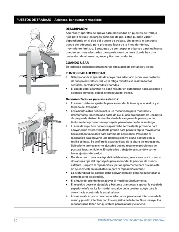 Page 26: PUESTOS DE TRABAJO – Asientos, banquetas y respaldos