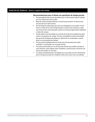 Page 29: PUESTOS DE TRABAJO – Altura y ángulo del trabajo