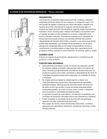 Page 30: EL MANEJO DE MATERIALES MANUALES – Tolvas y barrenas