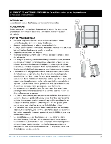 Page 31: EL MANEJO DE MATERIALES MANUALES – Carretillas, carritos, gatos de plataformas, y mesas de…
