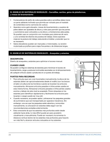 Page 32: EL MANEJO DE MATERIALES MANUALES – Carretillas, carritos, gatos de plataformas, y mesas de…