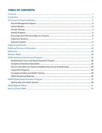 Page 5: TABLE OF CONTENTS