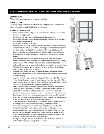 Page 28: MANUAL MATERIALS HANDLING – Carts, Hand Trucks, Pallet Jacks and Lift Tables