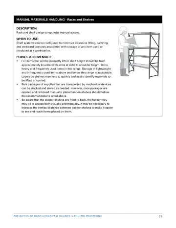 Page 29: MANUAL MATERIALS HANDLING - Racks and Shelves
