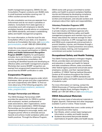 Page 35: health management programs, OSHA’s On-site