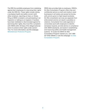 Page 6: The OSH Act prohibits employers from retaliating against their employees for exercising…