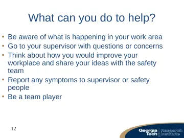 Slide 12: What can you do to help?