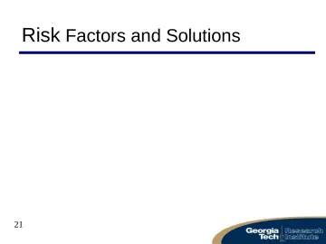 Slide 21: Risk Factors and Solutions