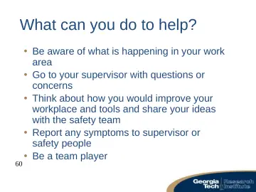 Slide 60: What can you do to help?