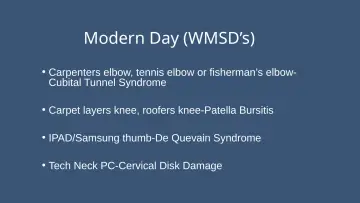 Slide 12: Modern Day (WMSD’s)